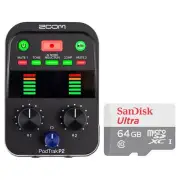 Zoom PodTrak P2 USB Mic Recorder for Podcasters with 64GB microSDXC Memory Card