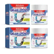 Crystal Lye Drain Opener, Multipurpose Pipeline Dredging Powder, Powerful Hair & Grease Clog Remover for Unclogging Toilets and Sinks 2pcs