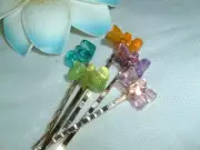 5 Lucite Teddy Bear Little girl bobby pins NWT