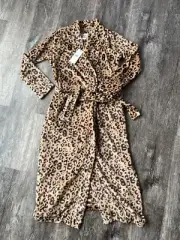 UGG Marlow Soft PLUSH Fleece Robe Live Oak Leopard Cheetah Comfortable Women XS