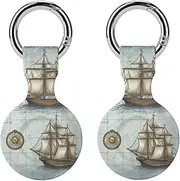 2PCS for Boat Map Air Tag Holder Case Waterproof & Shockproof Anti-Scratch Protective Air Tag Cover with Keychain Ring Silicone Tags Holders for Luggage, Backpack, Keys, Pet