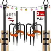 FEED GARDEN String Light Pole for Deck - 2 Pack 9.8FT for Outside Hanging Steel String Poles for Outdoor Decoration Garden, Backyard, Patio Lighting Stand for Parties, Christmas, Wedding