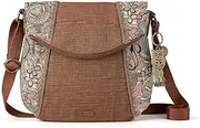 [Sakroots] Foldover Crossbody Bag in Cotton Canvas, Multifunctional Purse with Adjustable Strap & Zipper Pockets