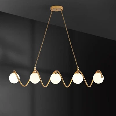 Glass Globe Sputnik Chandelier, 5-Light Modern Spiral Wave Light Fixture Over...