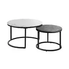 Set of 2 Coffee Table Round Marble Nesting Side End Table Furniture Randy & Trav