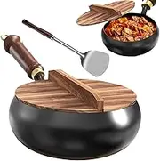 Induction Pot - Nonstick Kitchen Iron Induction Pot - Flat Bottom Stir Fry Pan with Lid Spatula, Cookware Kitchen Supplies for All Stoves, Electric Cooktops, Grill BBQ Camping