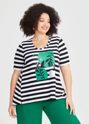 [TS] Taking Shape Natural Isla Stripe Top Size 12 in Stripe, Viscose - Plus Size Women's Clothing Stripe