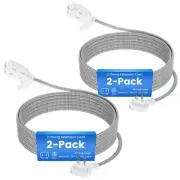 2-Pack 2 Prong Extension Cord 10FT 45 Degree Plug SPT-2 Flat Nylon Braided Po...