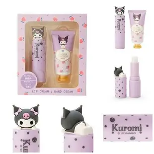 ♥小公主日本精品♥ Hello Kitty 美樂蒂 布丁狗 大耳狗 庫洛米護唇膏護手霜禮盒組45644207