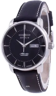 Zeppelin Atlantic Black Dial Leather Strap Day/Date Automatic Z84662 Mens Watch