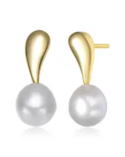 Genevive 14K Over Silver 11.2-10.8mm Pearl Earrings