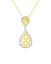 Genevive Two-Tone CZ Statement Pendant