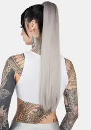 [Lullabellz] Silver Grey Grande 26" Straight Wraparound Pony