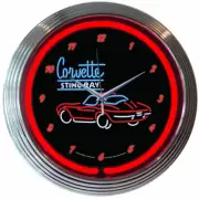 Corvette C2 Stingray Neon Clock Cars Gameroom Basement Mancave Wall Art Decor