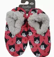 Comfies Black and White Cat Slippers bootie style slippers NWT