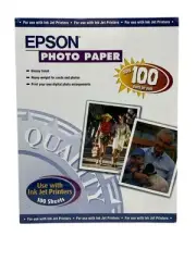 Epson Glossy Finish Photo Paper 8.5” X 11” Ink Jet Printer #41864 100 Sheets