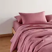 Ecosa Flax Linen Bedding - Flat Sheet / King Single / Rose / 100% Flax Linen