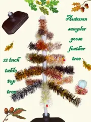 Autumn Sampler Goose Feather Tree 21" Table Top Ornament Display Halloween
