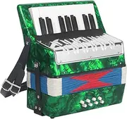 AKLOT 17 Key Piano Accordion, Lightweight Kids Accordion, Celluloid Accordions Brighter and Pure Tone than Plastic, Durable Metal Cover with Straps, Manual for Children, Beginners Acordeón (Green)