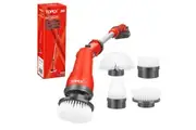 TOPEX 20V Cordless Power Scrubber With Extension Long Handle & 4 Replaceable Brush Heads,2 Speeds Power Scrubber Brush