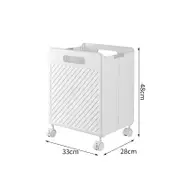 GGP Foldable Laundry Basket With Wheels Portable Rolling Hamper For Home Use 33*28*48Cm White
