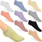 [CATIEBYE] 12 Pairs Women's Cotton Socks Ankle Length Cushioned Support Non-slip Heel
