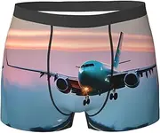 [HVTTIOR] Airplane in The Evening Lights Print Various Men Briefs Breathable Stretch Underwear Lightweight for All Day Comfort