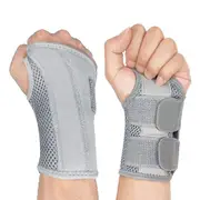 Carpal Tunnel Wrist Brace, Breathable Wrist Splint Brace Night Support Adjustable Straps For Tendonitis Arthritis Grey Left hand S