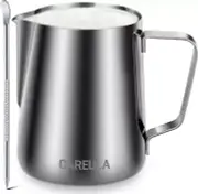 Milk Frothing Pitcher, 12Oz Stainless Steel Milk Frother Cup Steaming Pitcher, C