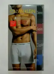 CALVIN KLEIN COTTON STRETCH BOXER BRIEFS UNDERWEAR 4-PACK BLACK #NB1267-NWT