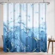 Light Blue Shower Curtain, Abstract Marble Shower Curtain for Bathroom