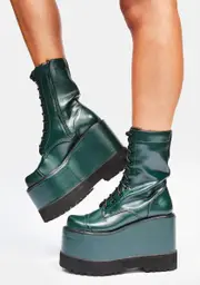 [Lemon Drop by Privileged] Olive Dizzy Platform Boots