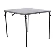 34'' Square Bi-Fold Gray Plastic Folding Table with Carrying Handle