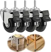 Wheels 63mm Heavy Duty Castor Wheels, Stem Castors, Load 200kg, A Pack of 4, Threaded Casters with Brakes Swivel Caster Wheels, Trolley Swivel Wheels, Black Casters(Size:M10*25mm,Color:4 Swivel) (Col