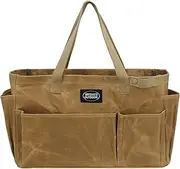 MYDAYS OUTDOOR Waterproof Waxed Canvas Firewood Carrier Tote Bag, Garden Tool Storage Bag,Portable Collapsible Sturdy Tote, Khaki, Large