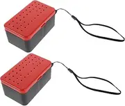2pcs Fishing Red Worm Box Worm Bait Holder Fishing Lure Organizer Fishing Tackle Kit Fishing Bead Bait Lure Bait Fishing Storage Fishing Bait Cooler Orange Plastic