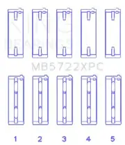 King Engine Bearings MB5722XPC MAIN BEARING SET For MITSUBISHI 4B11T EVO X, 2007 (for: Mitsubishi)