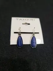 TAHARI Silver Tone Stone Teardrop Dangle Earrings New