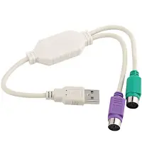 在飛比找Yahoo!奇摩拍賣優惠-台灣出貨USB轉PS2轉接線usb轉ps2轉接頭帶芯片圓頭鼠