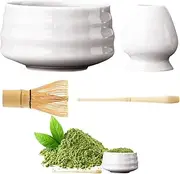 Matcha Whisk Set, Matcha Whisk and Bowl - Matcha Tea Bowl Set, 4-Piece Matcha Accessory Set for Japanese Tea Ceremony, Tea Lovers, Beginners