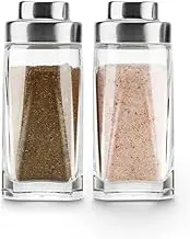 Aelga Glass Salt and Pepper Shakers Set - Salt Shaker with Stainless Steel Lid - Elegant Farmhouse Kitchen Decoration(2pcs)