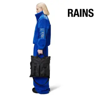 【RAINS官方直營】Trail Tote Bag LOGO織帶基本款防水休閒托特包(Black 經典黑)