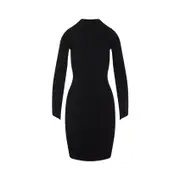 [Courreges] Courreges-Black Circle Rib Viscose Mini Dress-Donna S STAND