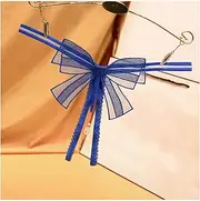 [HOUDISAM] Charm Chain Embroidered Panties Bow Tie Shape Pants Sexy Lace Open Crotch Thong Mesh Yarn Perspective Women Underwear Thongs