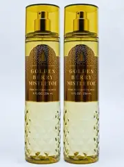 2 Bath & Body Works GOLDEN BERRY MISTLETOE Fine Fragrance Mist Body Spray 8 oz