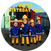 1 x Fireman Sam 19cm round personalised cake edible image