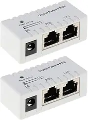 kesoto 2 Packs Passive Poe Injector Power Over Ethernet Rj45, 2.1Mm X 5.5Mm Dc Connector 12-52V Wall Mount, for IP Camera, Wireless Ap, Voip