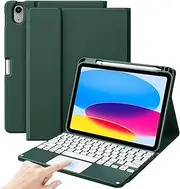 ProCase for iPad A16 11th / 10th Generation Case with Keyboard, Magnetically Detachable Wireless Keyboard with Multi-Touch Trackpad for iPad (A16) 2025 /10th Gen 2022 -Green