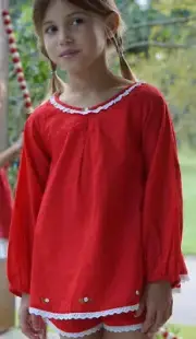 Girls WDW Well Dressed Wolf Red Swiss Dot House Tunic Set Size 8 years NWT