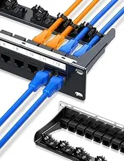 1U 12 Port Patch Panel Cat6A Keystone Patch Panel Shielded Network Patch Panel with Smart Cable(No Cable Tie Required) Management for 10inch Rackmount